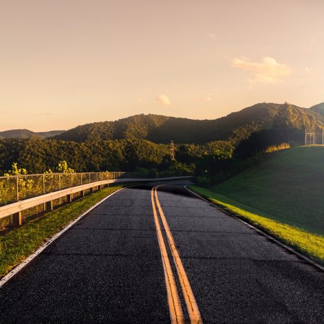 Road to Jackson County Airport - Sun set blue ridge mountains